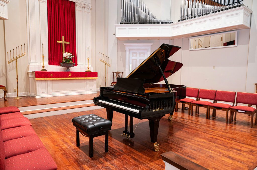Piano in a church building